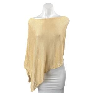 NEW Edikted Yellow Boat Neck Asymmetrical Drape Knit Poncho Wrap Cover Up Size L